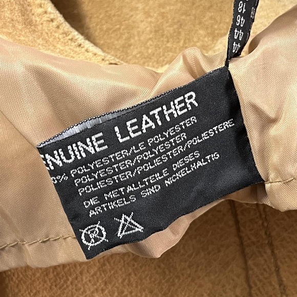 Front Line Vest Womens 14 Tan Suede Leather Button Front Collared Lined Pockets - Picture 10 of 16